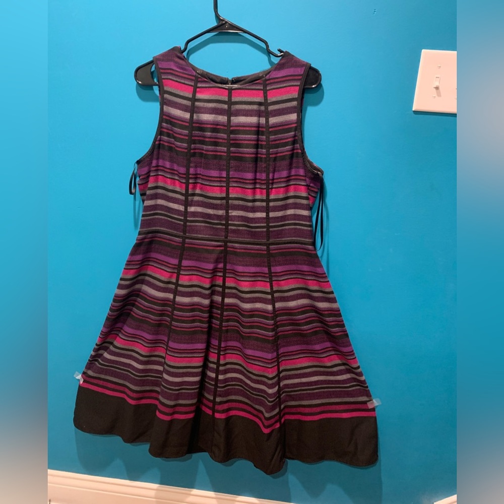 Anne Klein (14) Purple, pink & Black striped Dress
